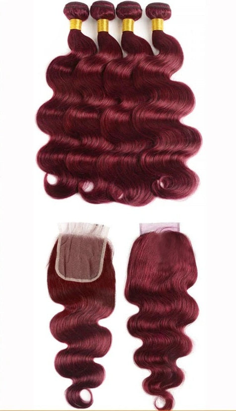 SASHA Body Wave Human Hair Bundles With Lace Closure (Brazilian Wavy Remy Hair)