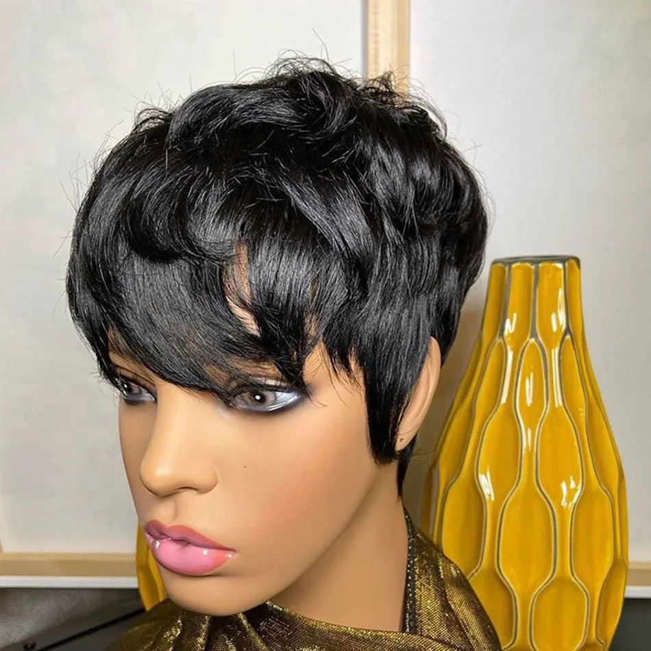 SIYAX Pixie Cut Full Machine Made Glueless Brazilian Remy Human Hair Wig