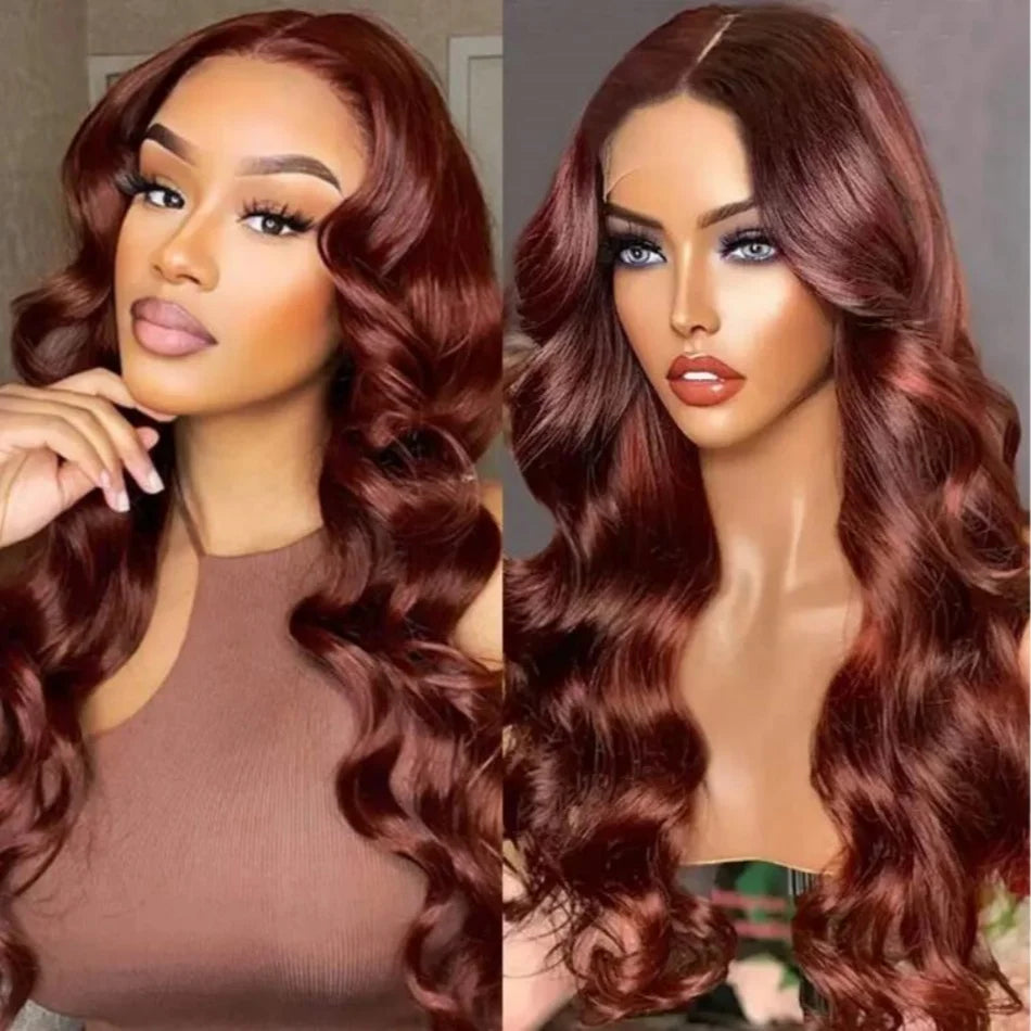 SOPHIE Glueless Pre-Plucked HD Lace Front Body Wave Reddish Brown Human Hair Wig