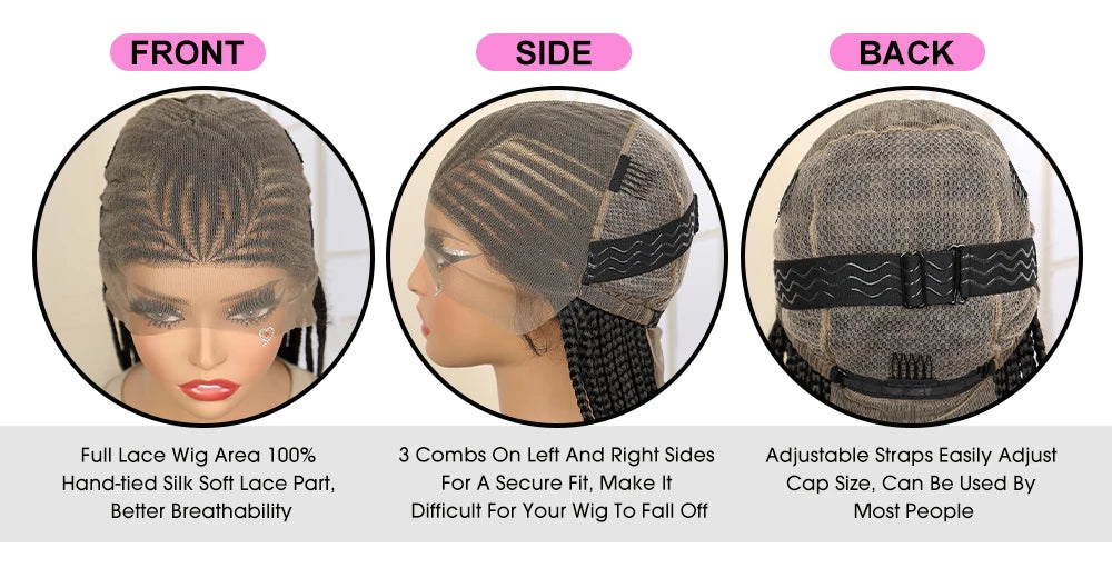 SIYAX Synthetic Full Lace Cornrow Braided Wig with Baby Hair