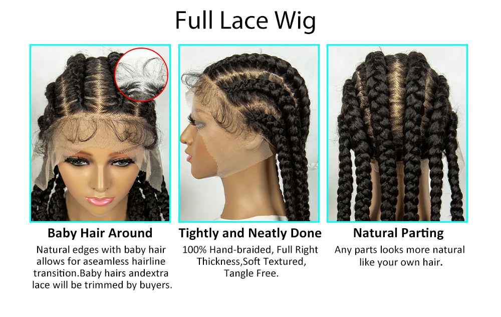SIYAX Cornrow Braided Synthetic Full Lace Wig