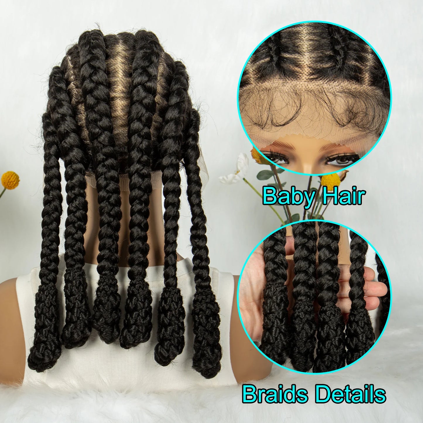 SIYAX Cornrow Braided Synthetic Full Lace Wig