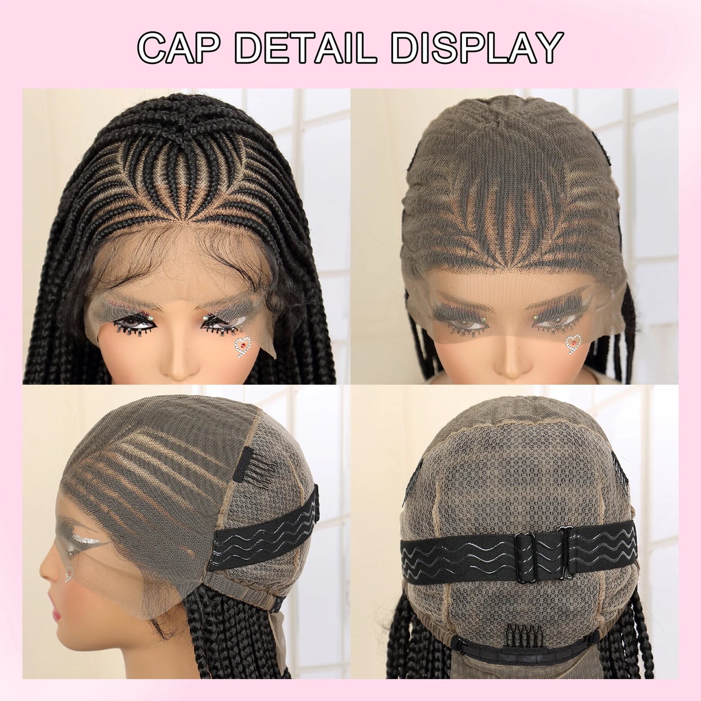 SIYAX Synthetic Full Lace Cornrow Braided Wig with Baby Hair