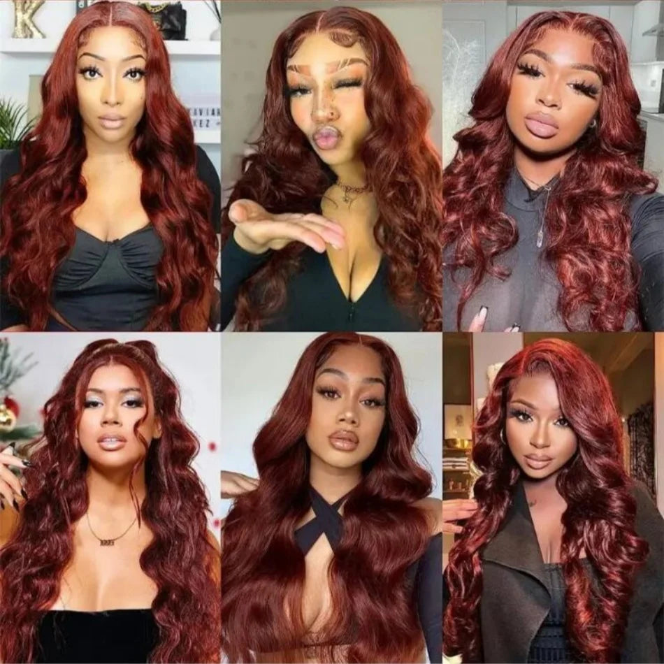 SOPHIE Glueless Pre-Plucked HD Lace Front Body Wave Reddish Brown Human Hair Wig