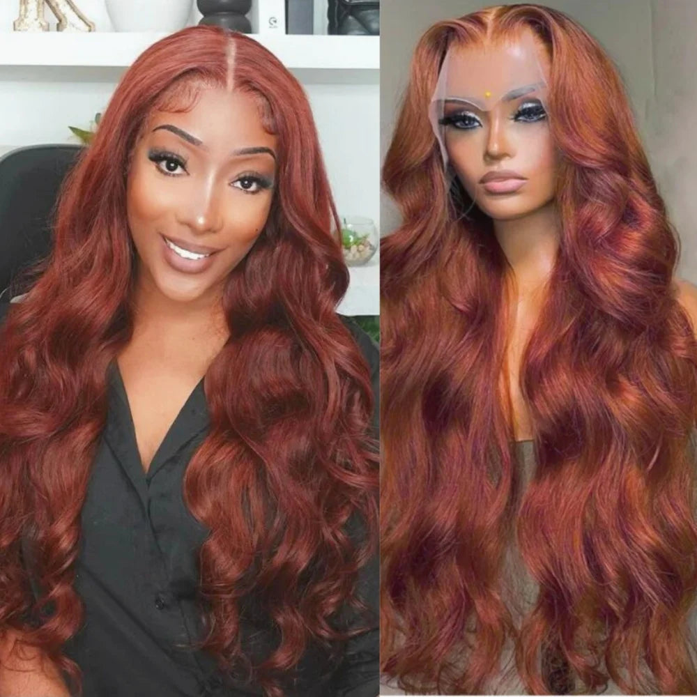 SOPHIE Glueless Pre-Plucked HD Lace Front Body Wave Reddish Brown Human Hair Wig