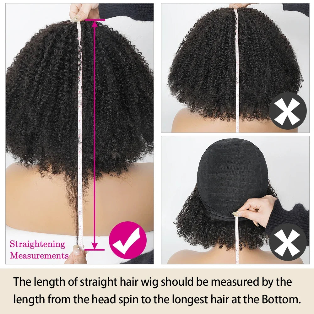 SIYAX Afro Kinky Curly Wig with Bangs (Brazilian Remy Human Hair Full Machine Made)