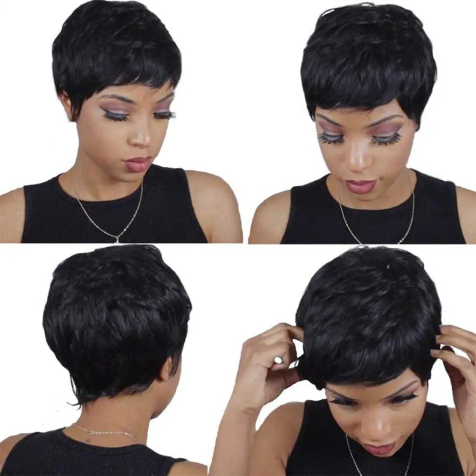 SIYAX Pixie Cut Full Machine Made Glueless Brazilian Remy Human Hair Wig