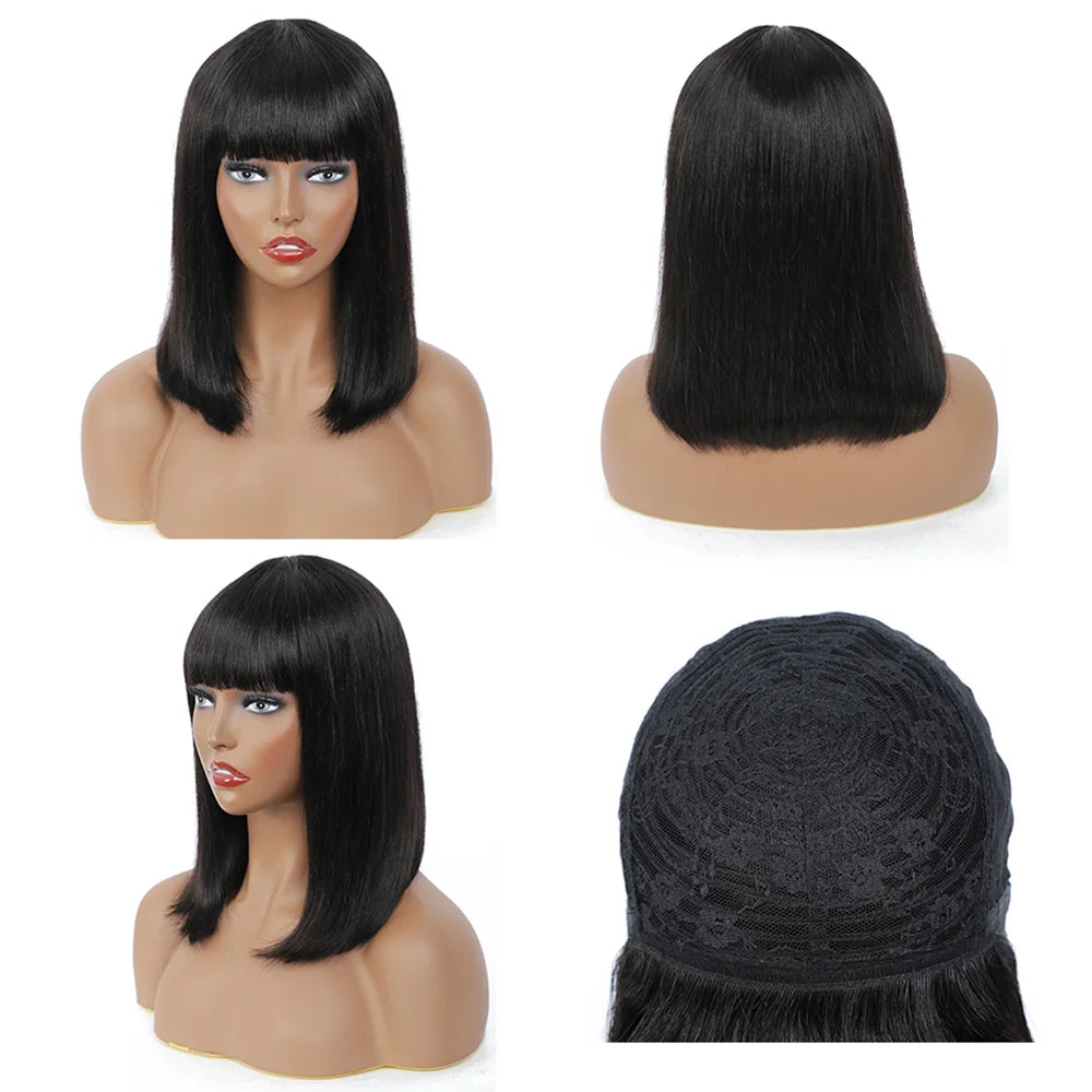 SIYAX Straight Bob Wig With Bangs