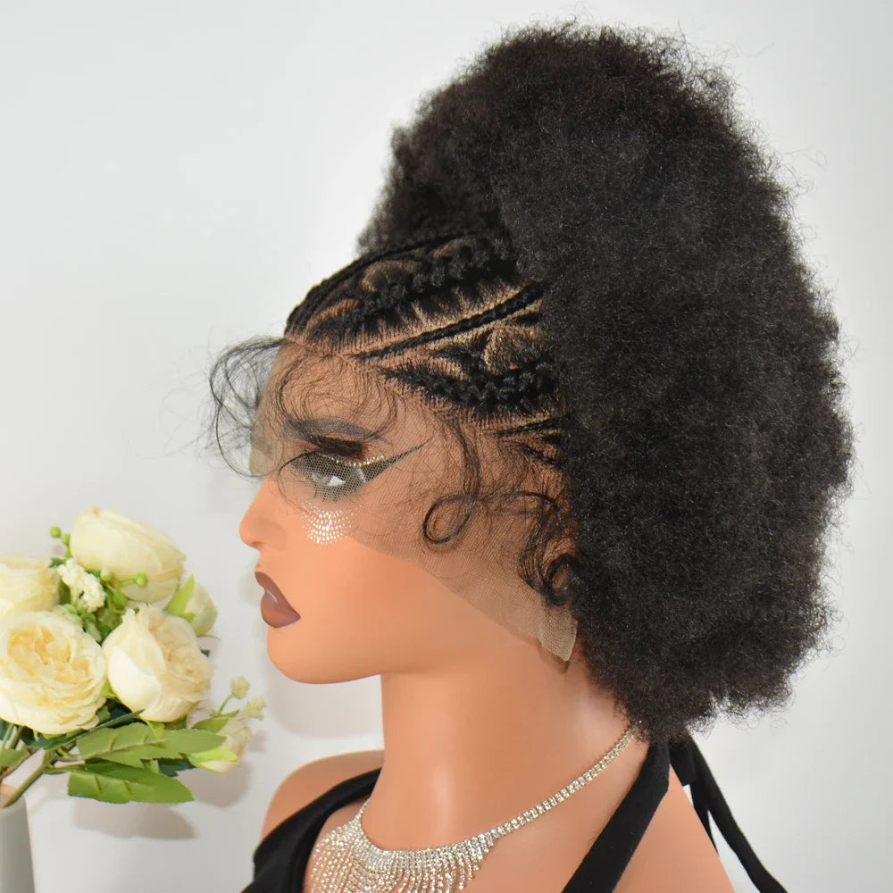 SIYAX Afro Kinky Curly Short Braided Synthetic Wig