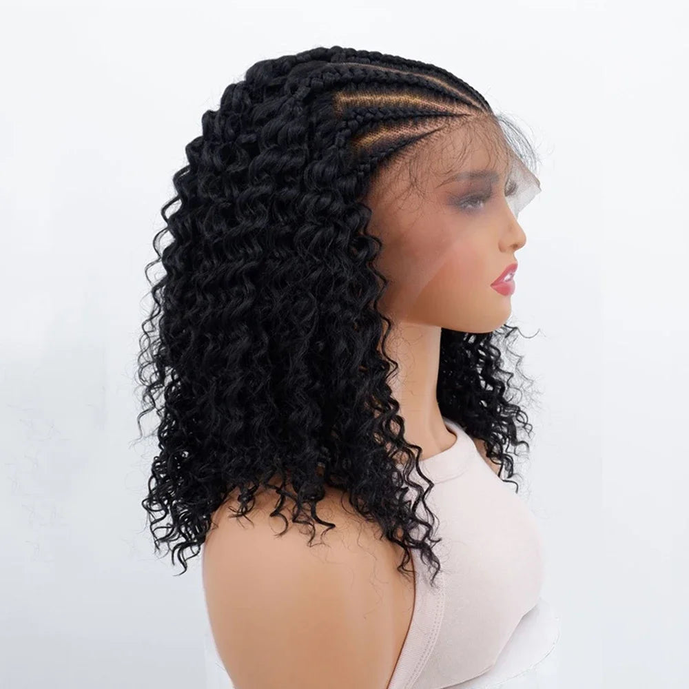 SIYAX Bob Afro Kinky Curly 13x6 Lace Front Braided Wig