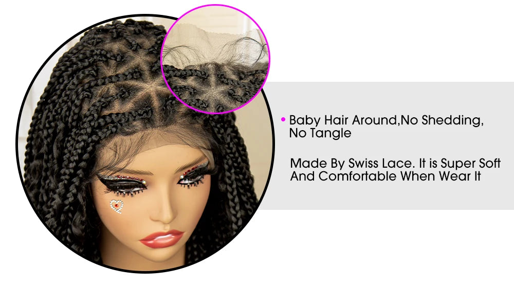 SIYAX Synthetic Full Lace Triangle Parting Knotless Boho Curl Box Braided Wig