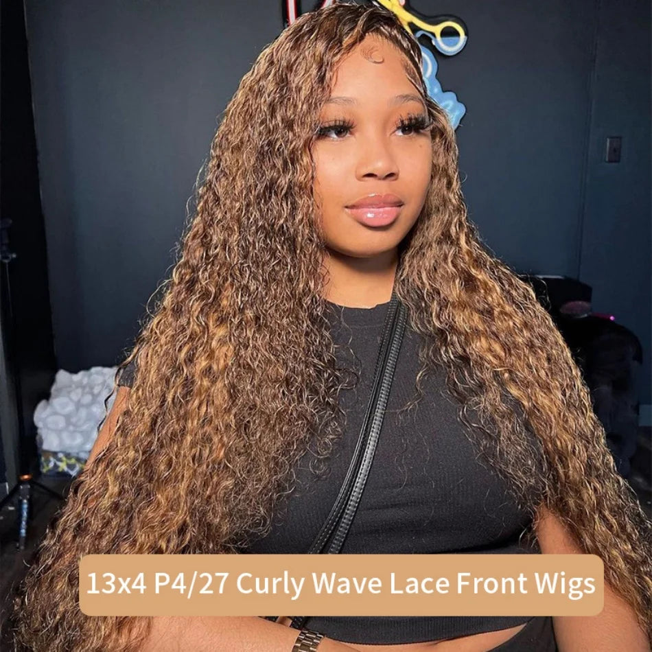 JESSICA Highlight Human Hair Curly Deep Wave HD Lace Frontal Wig