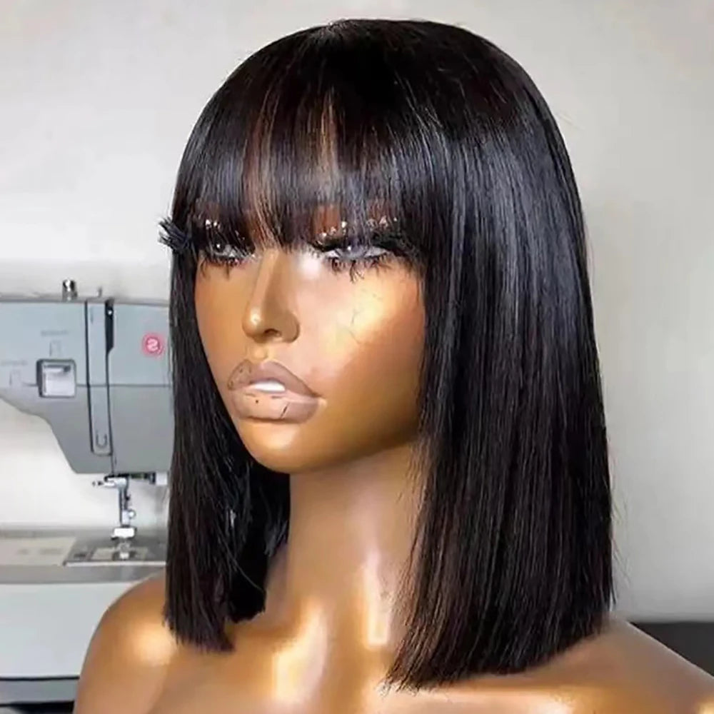 SIYAX Straight Bob Wig With Bangs