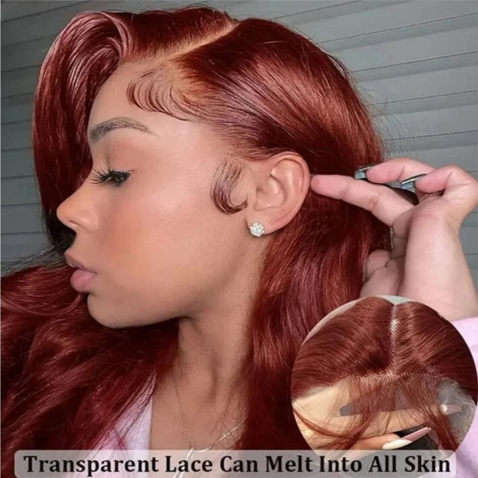 SOPHIE Glueless Pre-Plucked HD Lace Front Body Wave Reddish Brown Human Hair Wig