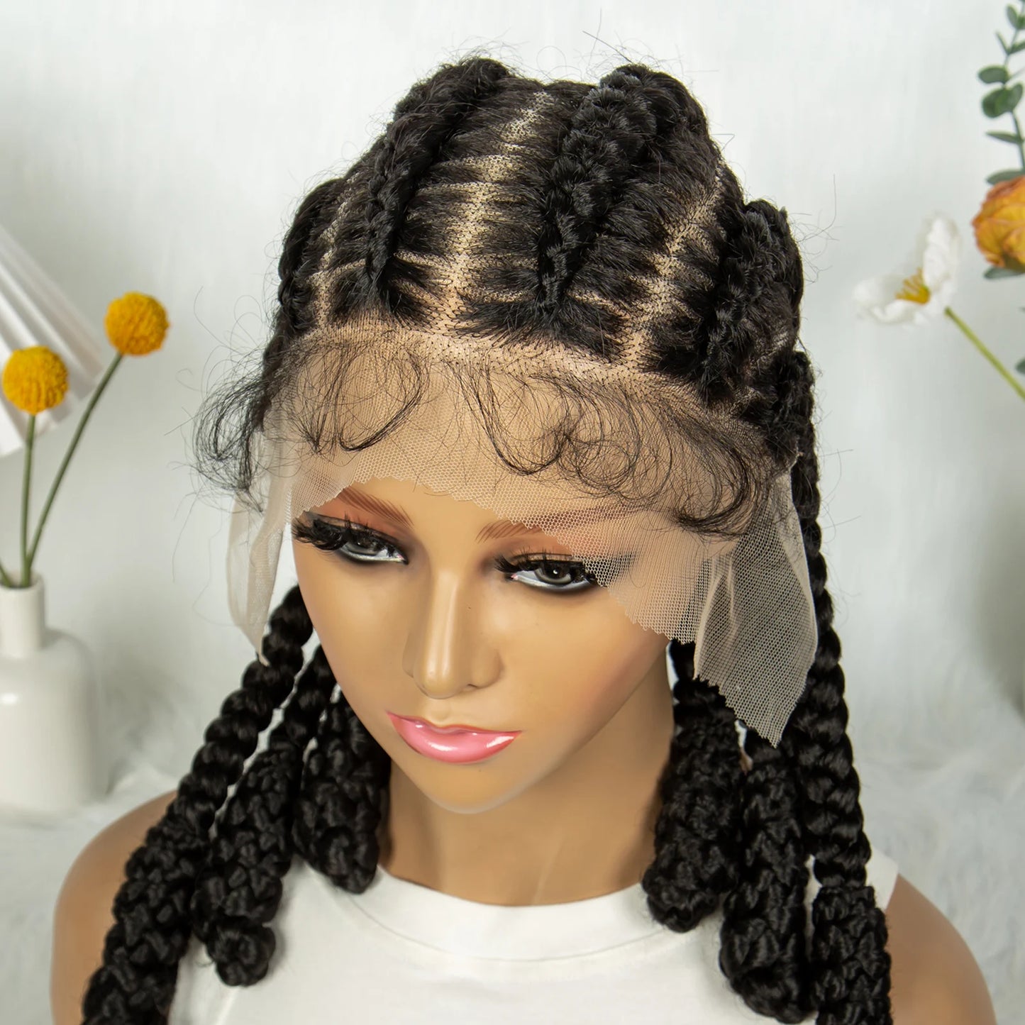 SIYAX Cornrow Braided Synthetic Full Lace Wig