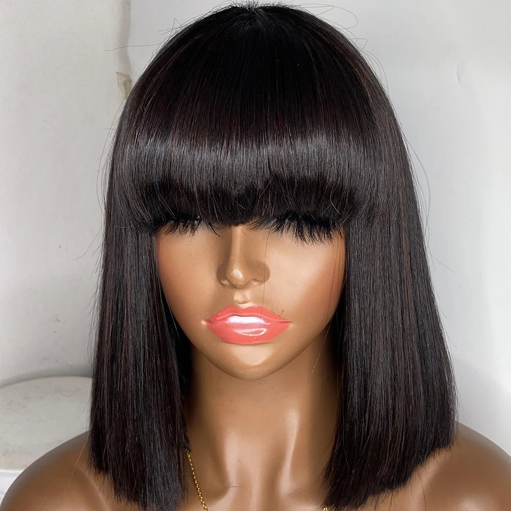 SIYAX Straight Bob Wig With Bangs