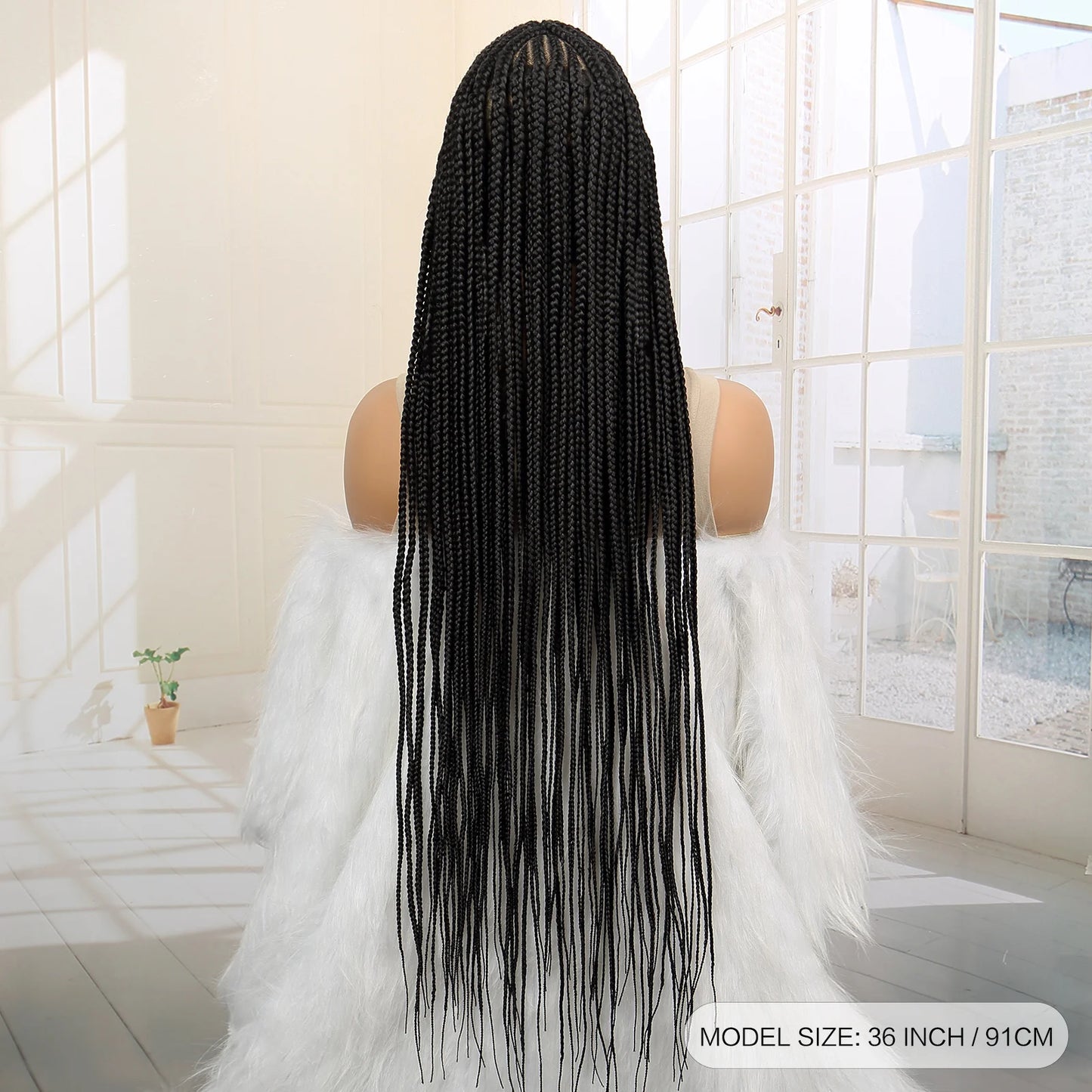 SIYAX Synthetic Full Lace Cornrow Braided Wig with Baby Hair