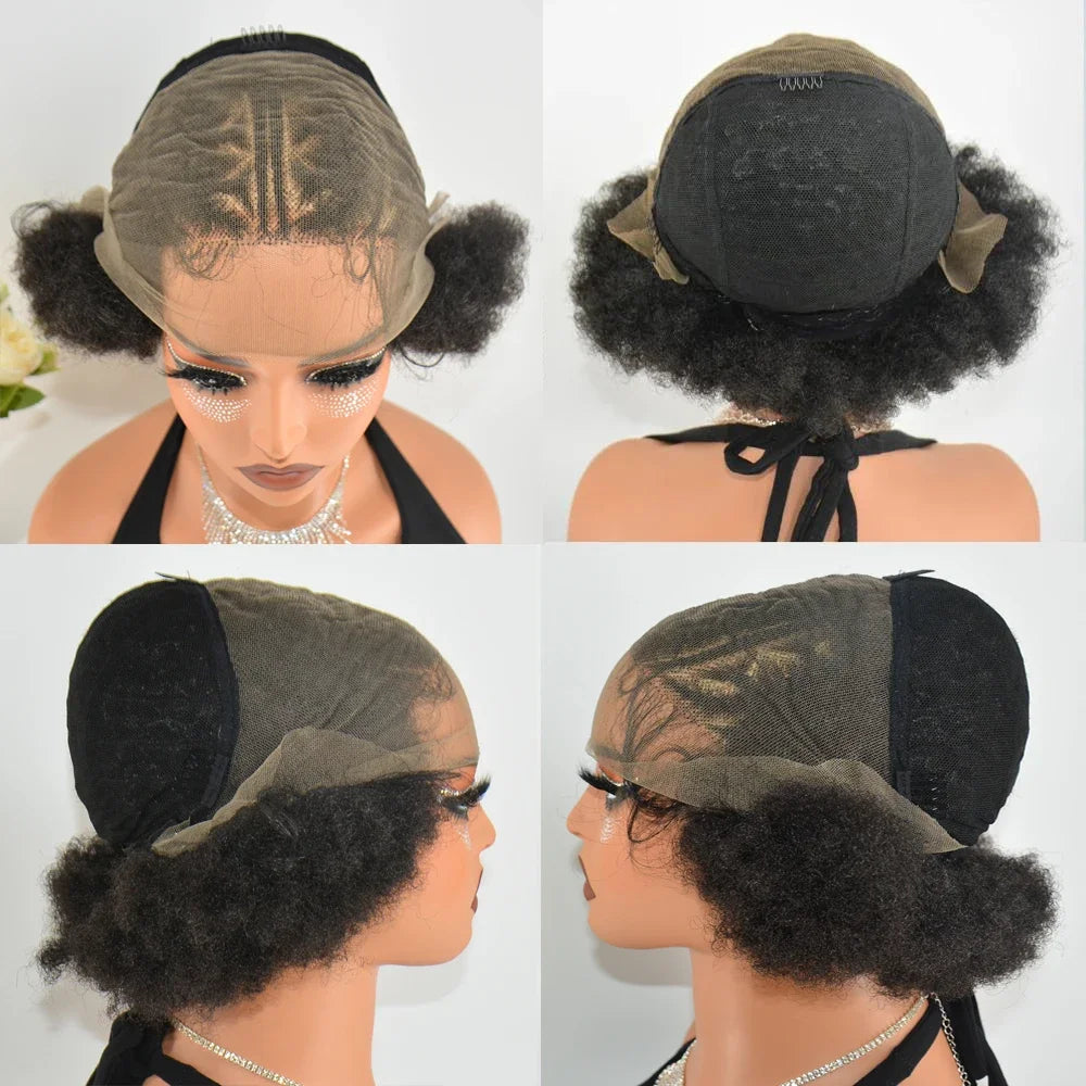 SIYAX Afro Kinky Curly Short Braided Synthetic Wig