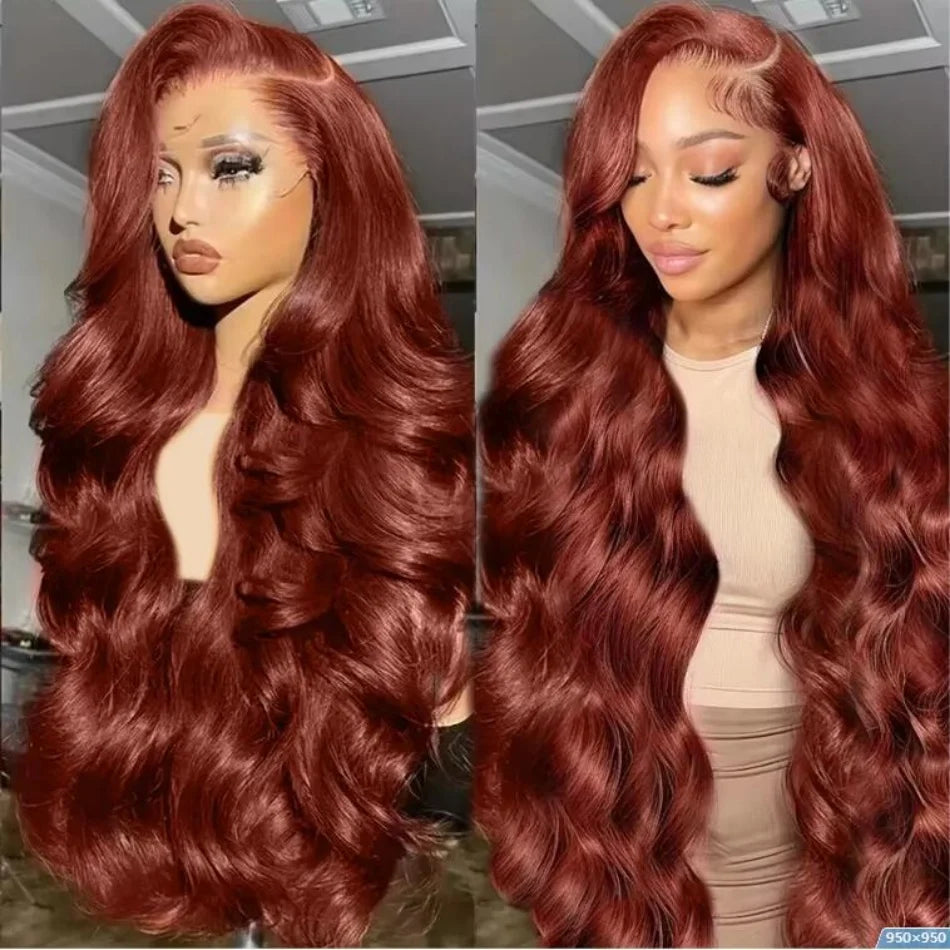 SOPHIE Glueless Pre-Plucked HD Lace Front Body Wave Reddish Brown Human Hair Wig