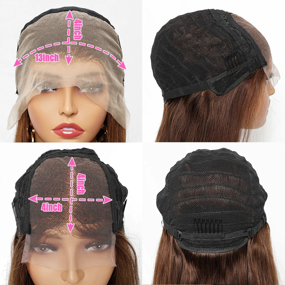 SASHA Hd Lace Front Straight Remy Human Hair Ombre P4/27 Piano Highlight Color Glueless Pre-Plucked Wig