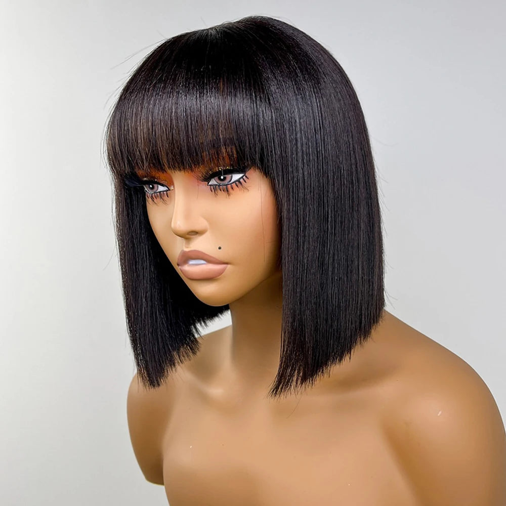 SIYAX Straight Bob Wig With Bangs