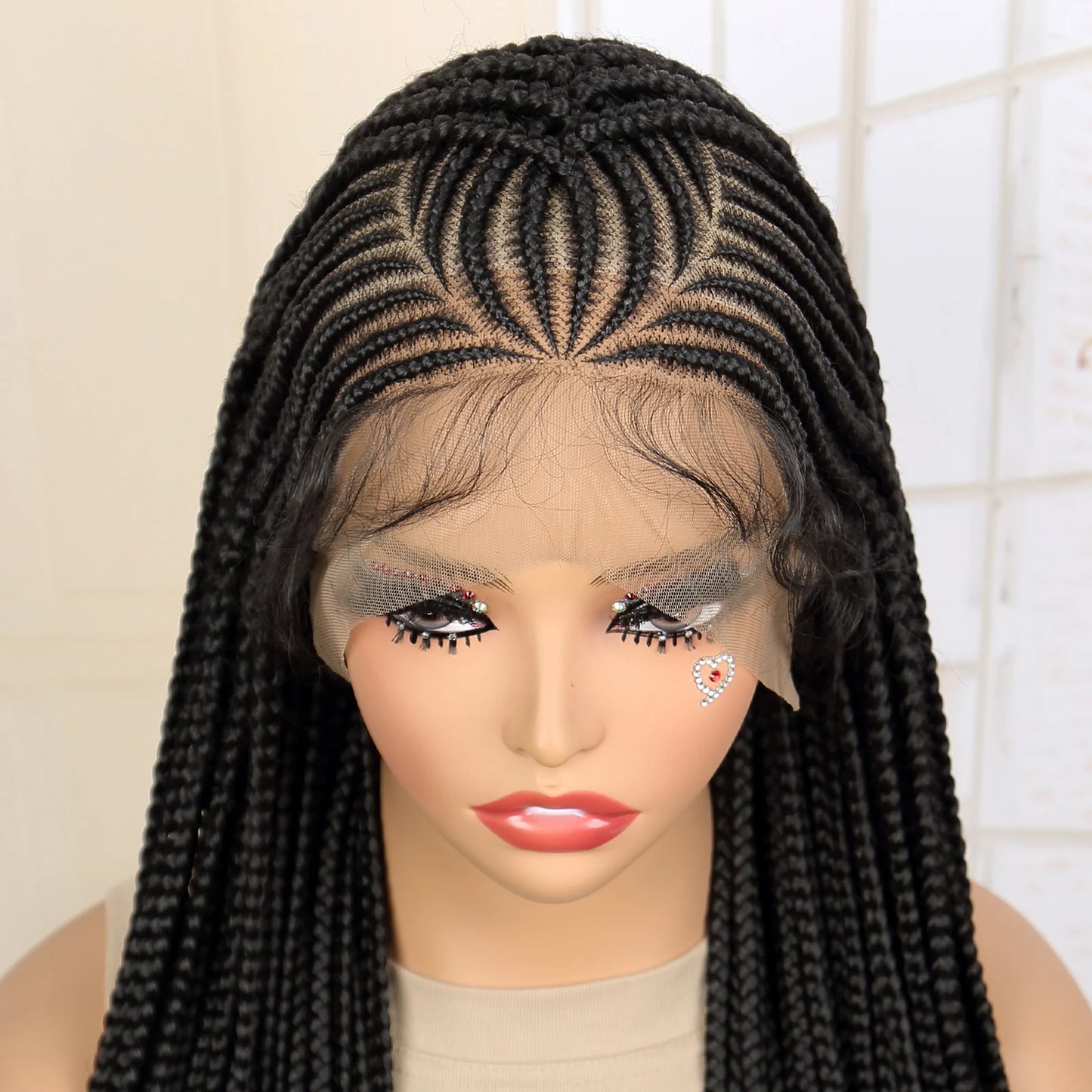 SIYAX Synthetic Full Lace Cornrow Braided Wig with Baby Hair