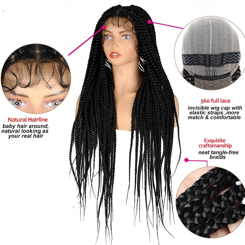 SIYAX Synthetic Full Lace Front Jumbo Knotless Box Braided Wig