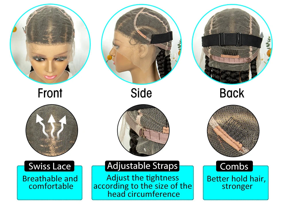 SIYAX Cornrow Braided Synthetic Full Lace Wig