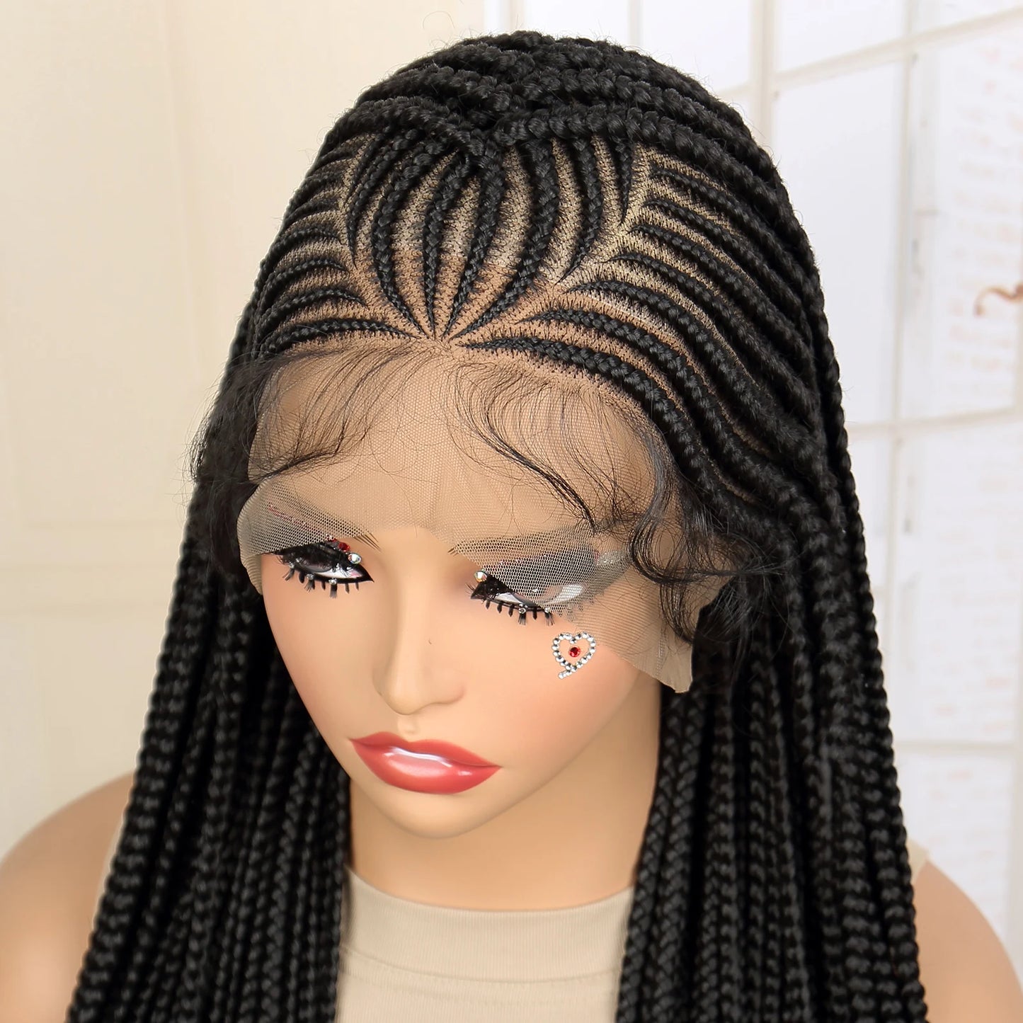 SIYAX Synthetic Full Lace Cornrow Braided Wig with Baby Hair