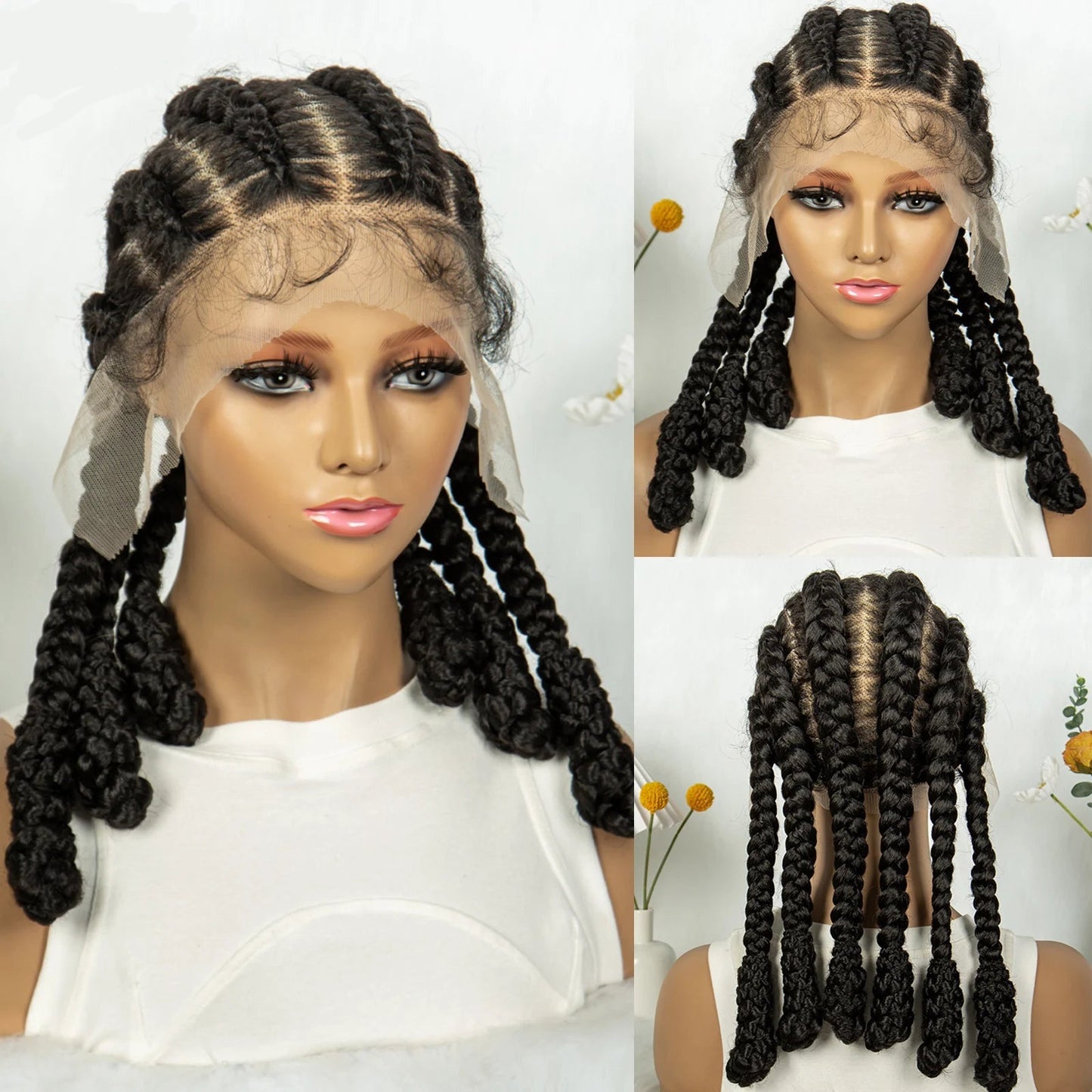 SIYAX Cornrow Braided Synthetic Full Lace Wig