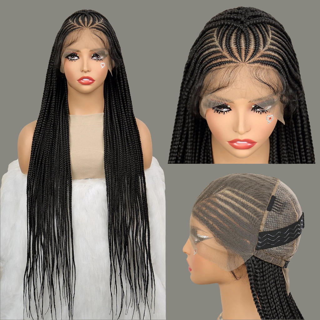 SIYAX Synthetic Full Lace Cornrow Braided Wig with Baby Hair