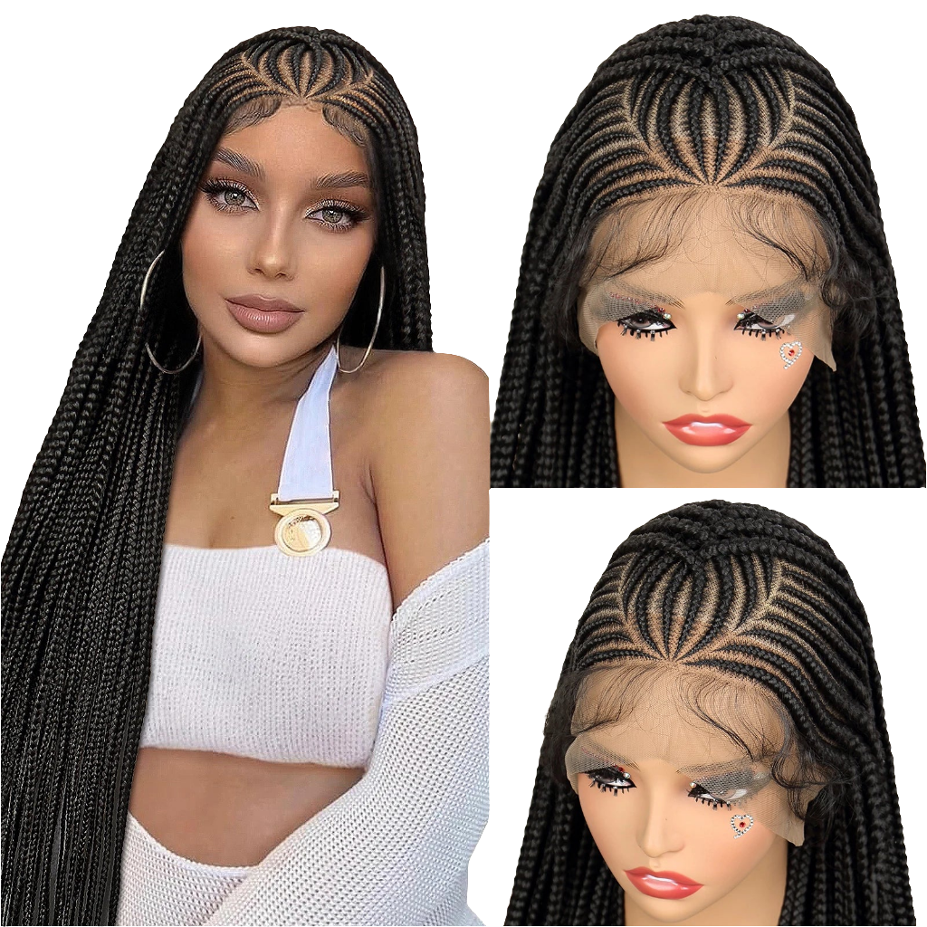 SIYAX Synthetic Full Lace Cornrow Braided Wig with Baby Hair