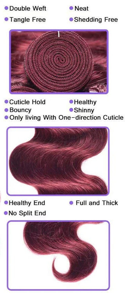 Body Wave Human Hair Bundles With Lace Closure (Brazilian Wavy Remy Hair)