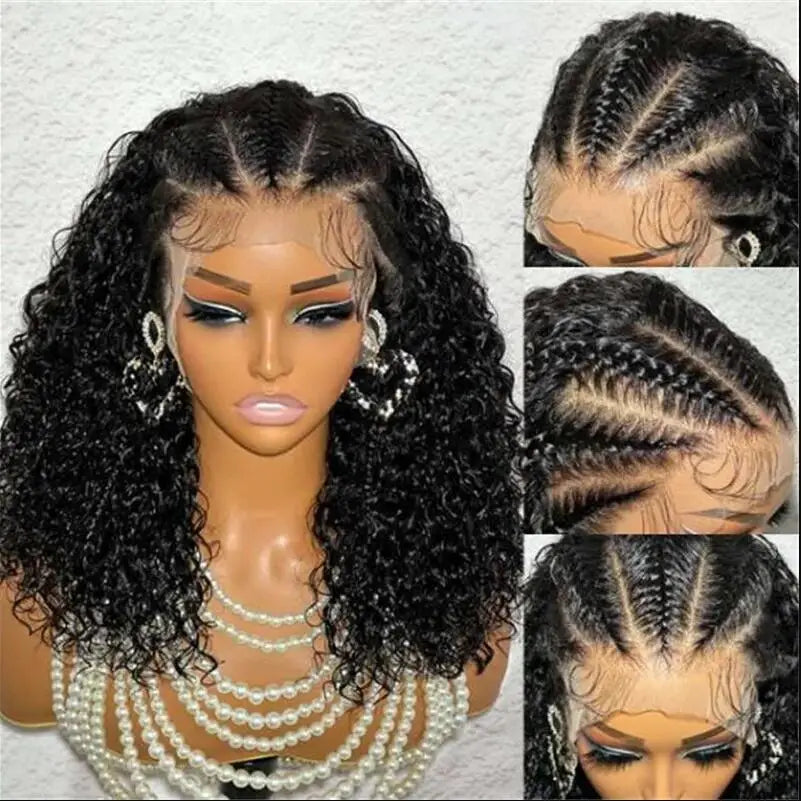 SIYAX Soft Long Black Kinky Curly Lace Front Wig