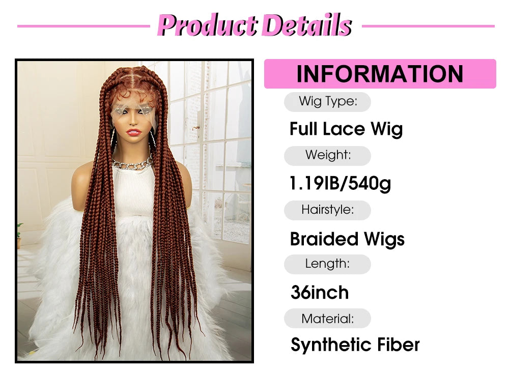 SIYAX Synthetic Full Lace Big Knotless Box Braided Wig