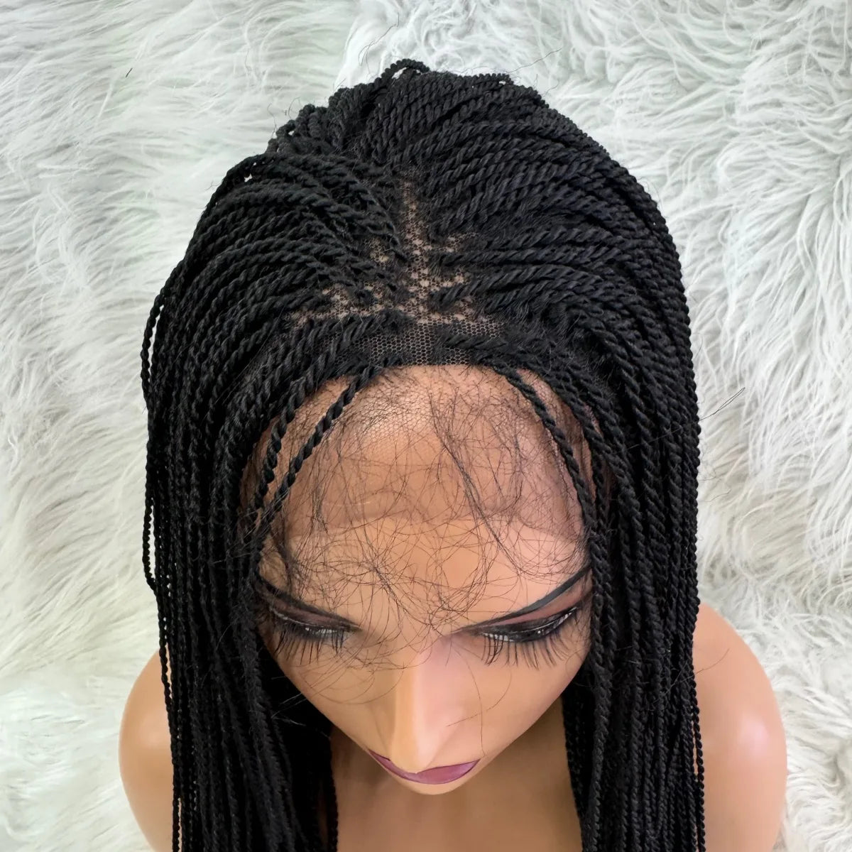 SIYAX 28" Twist Braided Knotless Synthetic Lace Front Heat Resistant Wig