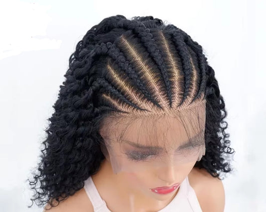 SIYAX Bob Afro Kinky Curly 13x6 Lace Front Braided Wig