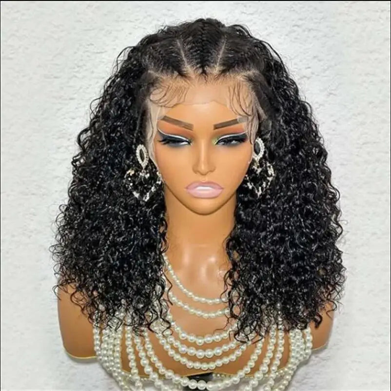 SIYAX Soft Long Black Kinky Curly Lace Front Wig