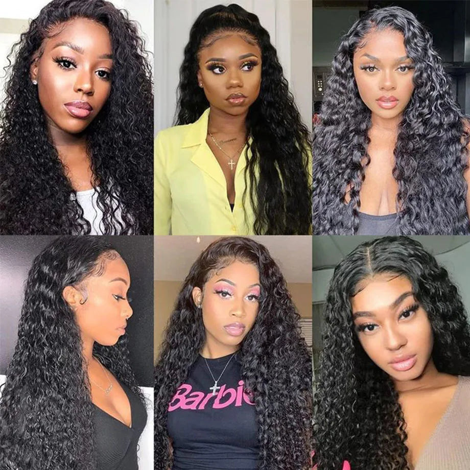 Human Hair Curly Pre-Plucked Glueless Loose Deep Wave HD Lace Frontal Wig