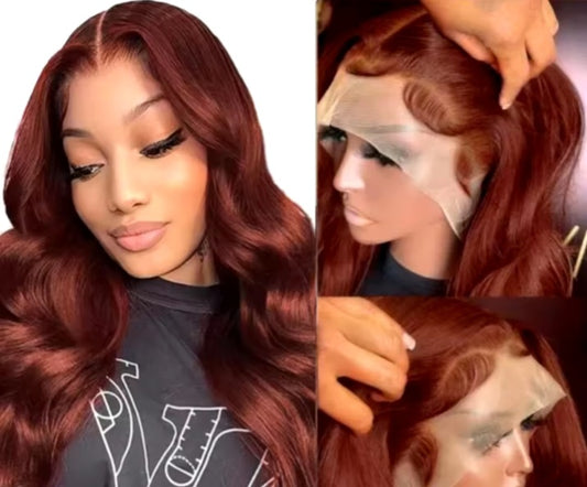 SOPHIE Glueless Pre-Plucked HD Lace Front Body Wave Reddish Brown Human Hair Wig