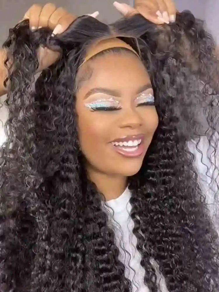 CASSIE Pre-plucked Deep Wave Glueless Human Hair Ready To Wear Lace Frontal Wig With Elastic Band