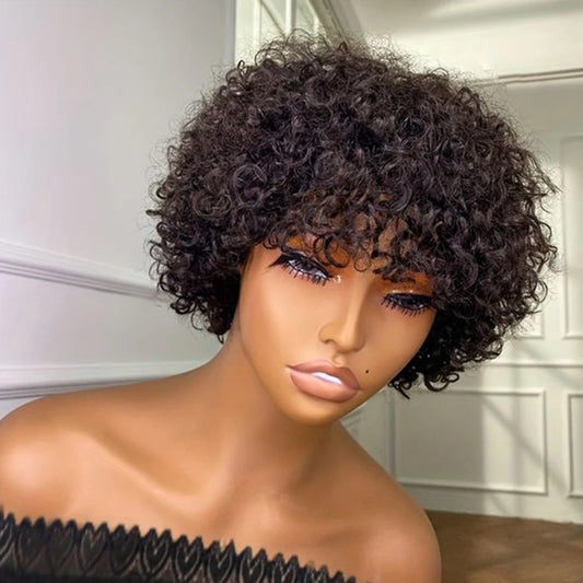 Sohpia Short Pixie Afro Kinky Curly Wig with Bangs