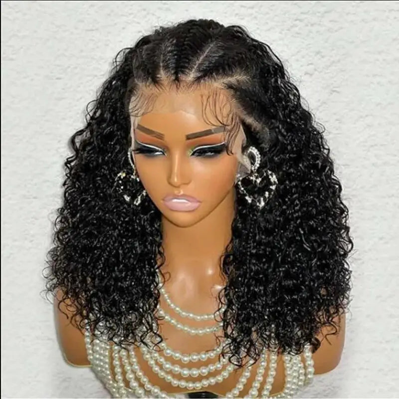 SIYAX Soft Long Black Kinky Curly Lace Front Wig